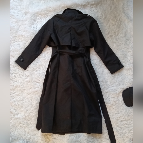 Black Women's Trench Coat with Waist Belt - Picture 4 of 4